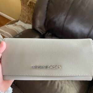 Michael Kors grey Leather Continental Wallet